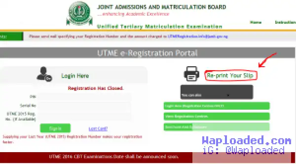 How To Reprint The 2016 JAMB UTME Examination Slip